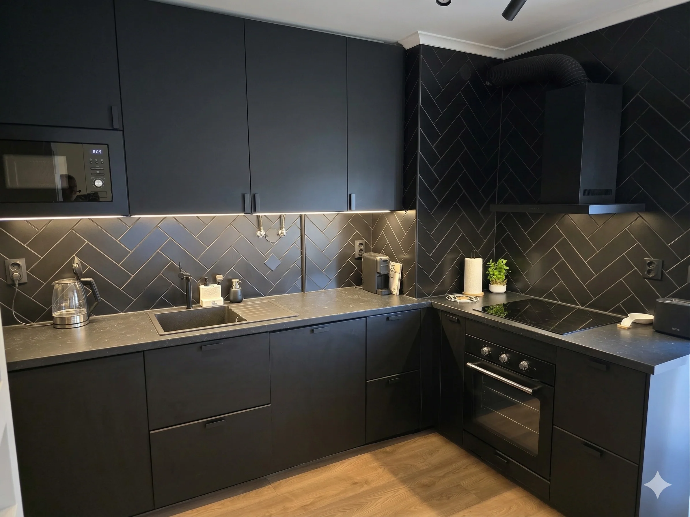 Matte-black kitchen